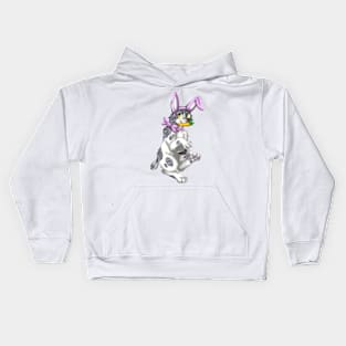 Bobtail BunnyCat: Grey Bicolor Tabby (Pink) Kids Hoodie